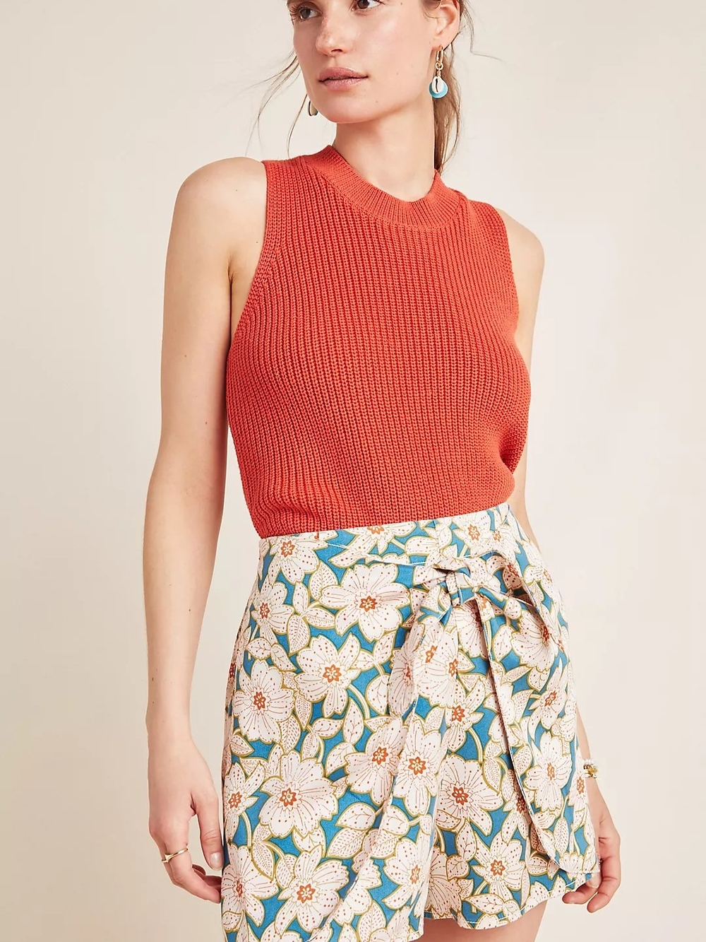 Anthropologie Georgine Skirted Shorts Floral Pattern